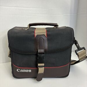 Canon Camera Shoulder Bag Black Red Trim w/ Strap